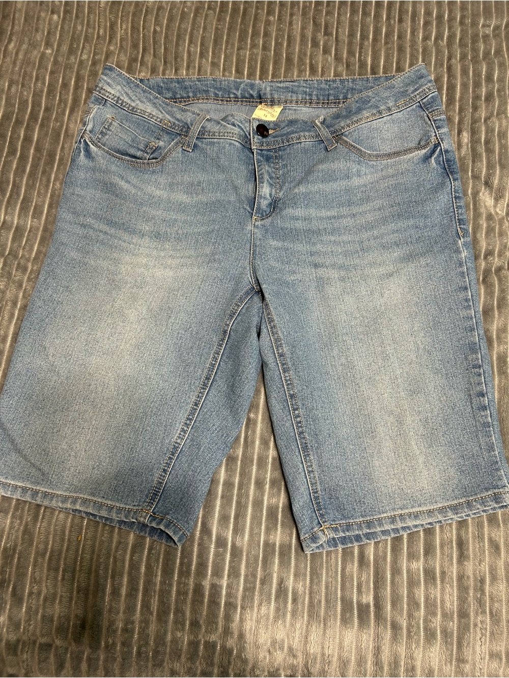 Faded Glory Medium Blue Denim Shorts with Branded Button